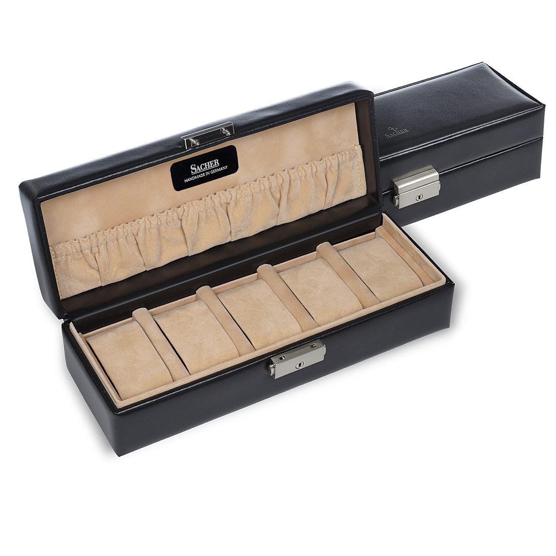 Watch case for 5 watches new classic / black (leather)