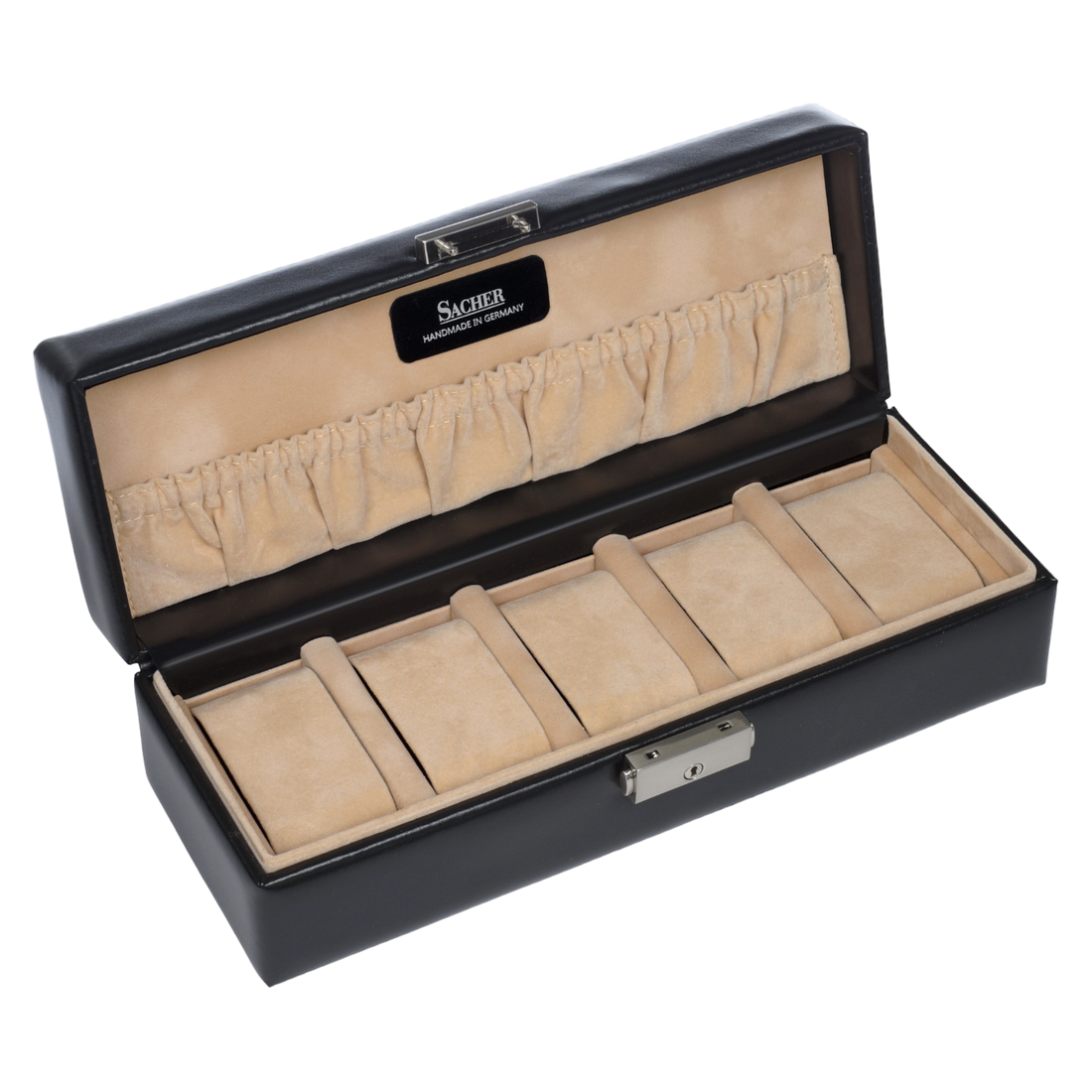 Watch case for 5 watches new classic / black (leather)