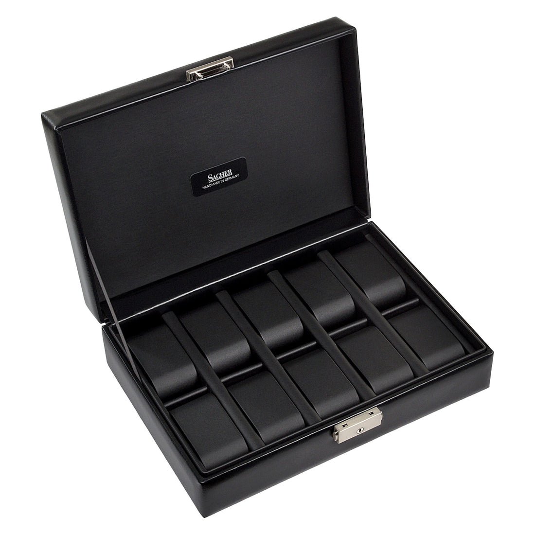 Watch case for 10 watches black exclusive / black (leather)