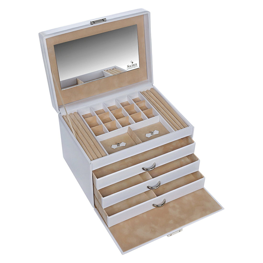 Victoria vario jewelry case / white (leather)