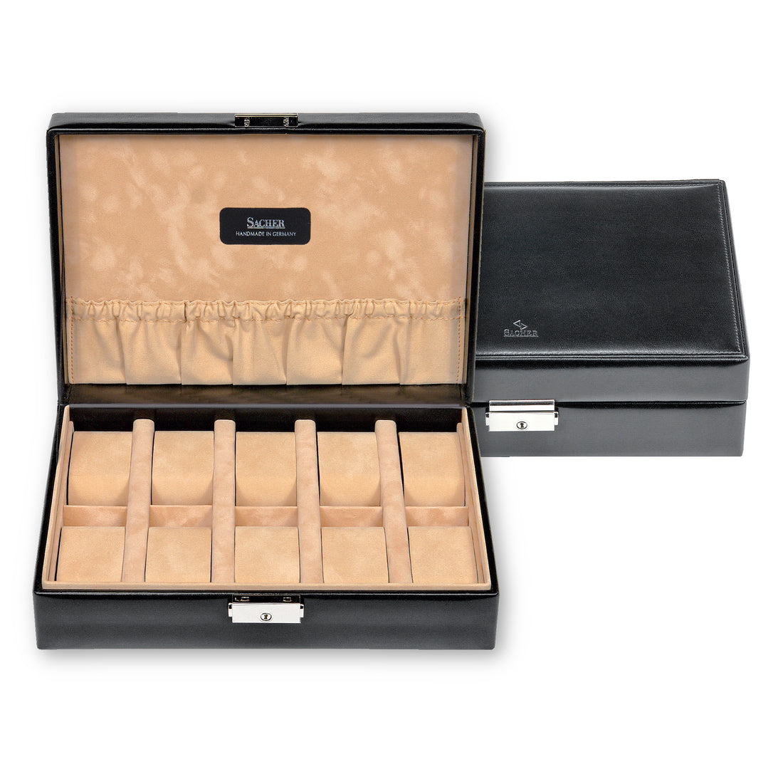 Watch case for 10 watches new classic / black (leather)