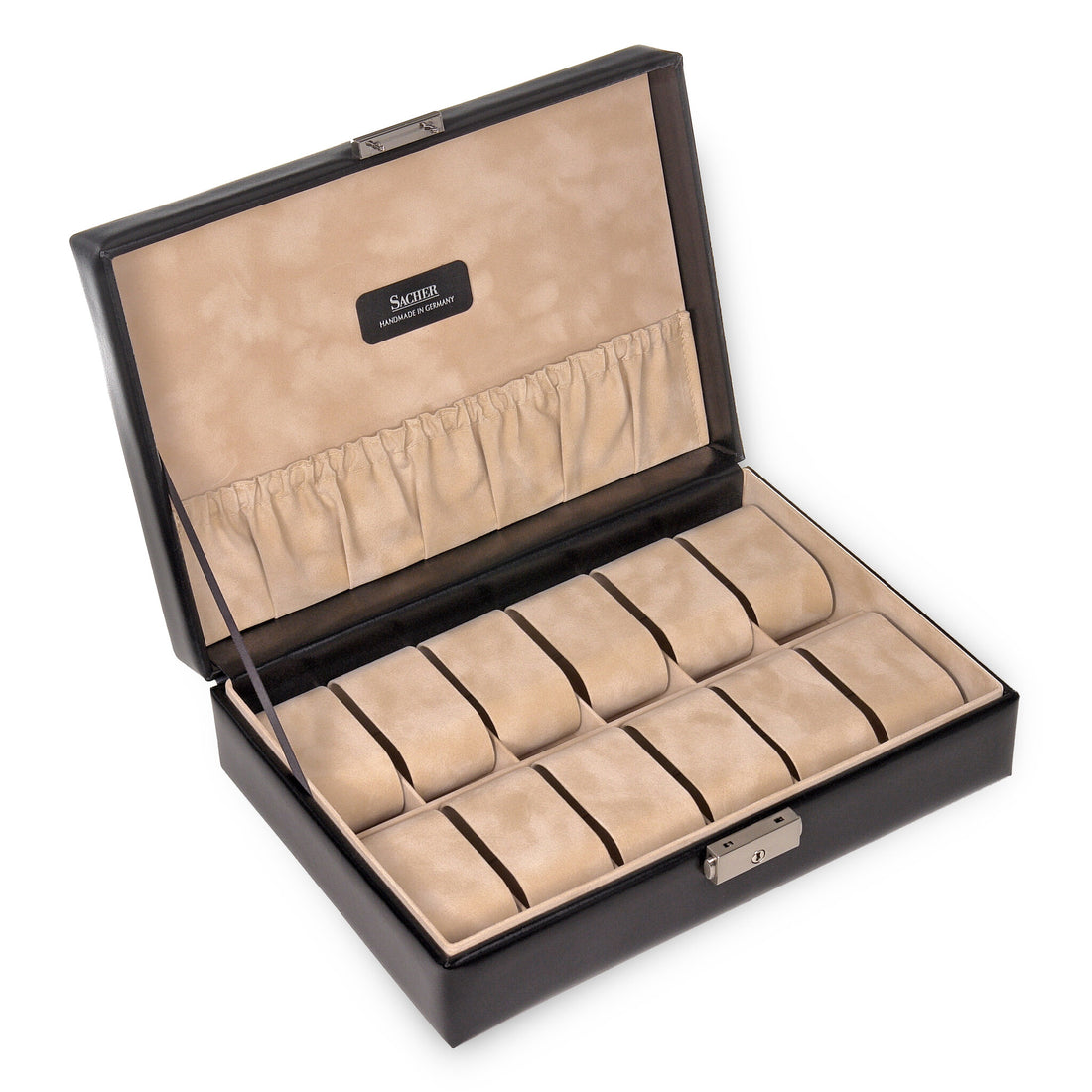 Watch case for 12 watches new classic / black (leather)