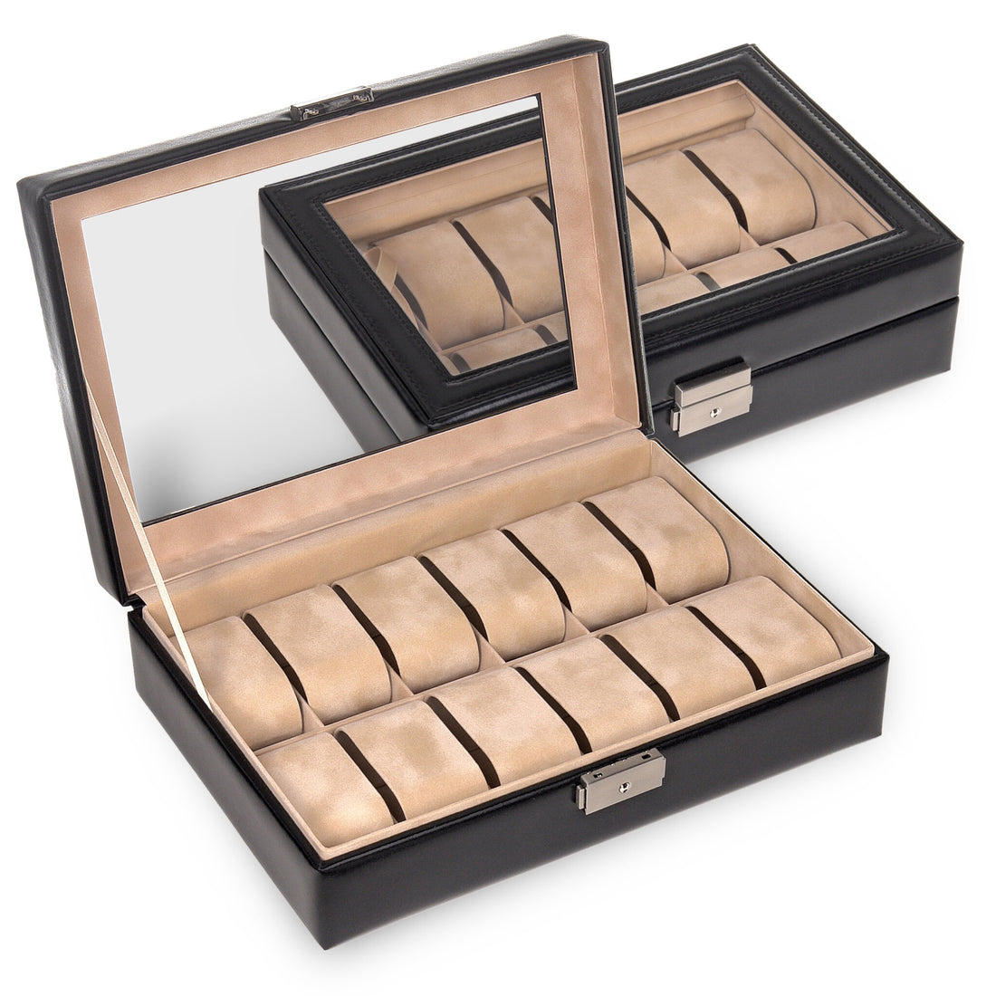 Watch case for 12 watches new classic / black (leather)