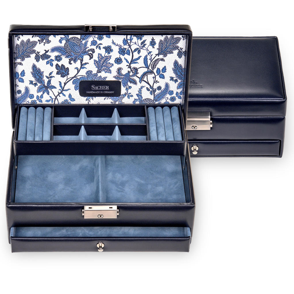 Jewelry box Helen florage / navy (leather)