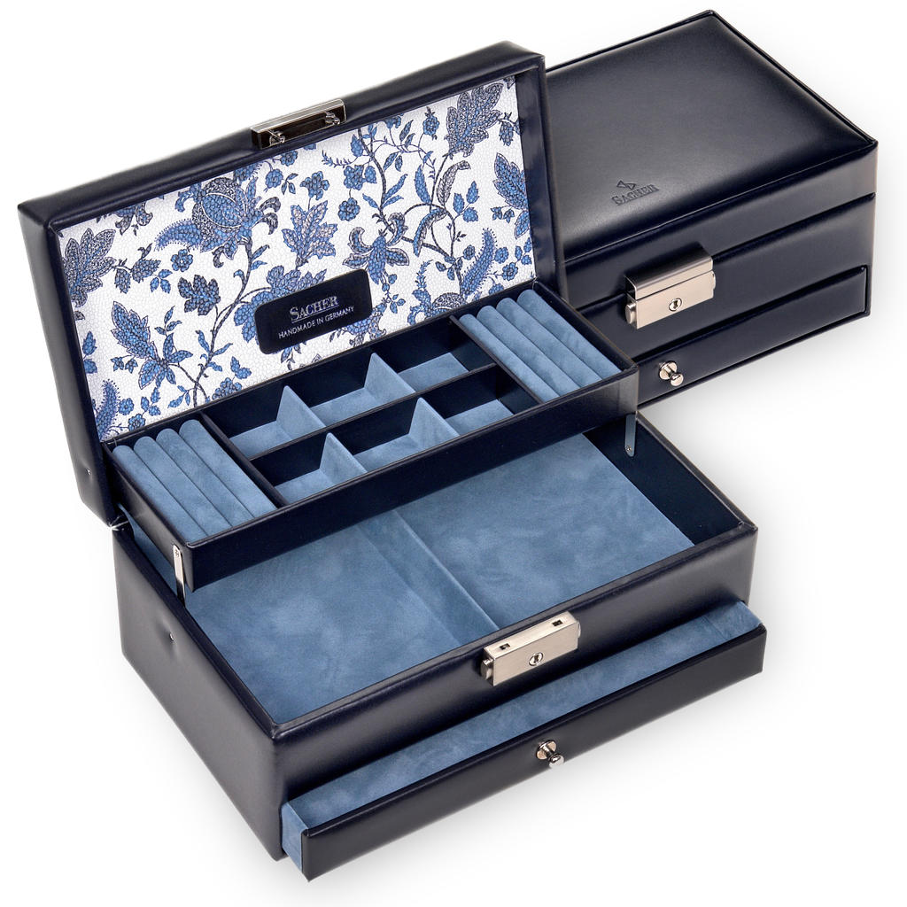 Jewelry box Helen florage / navy (leather)