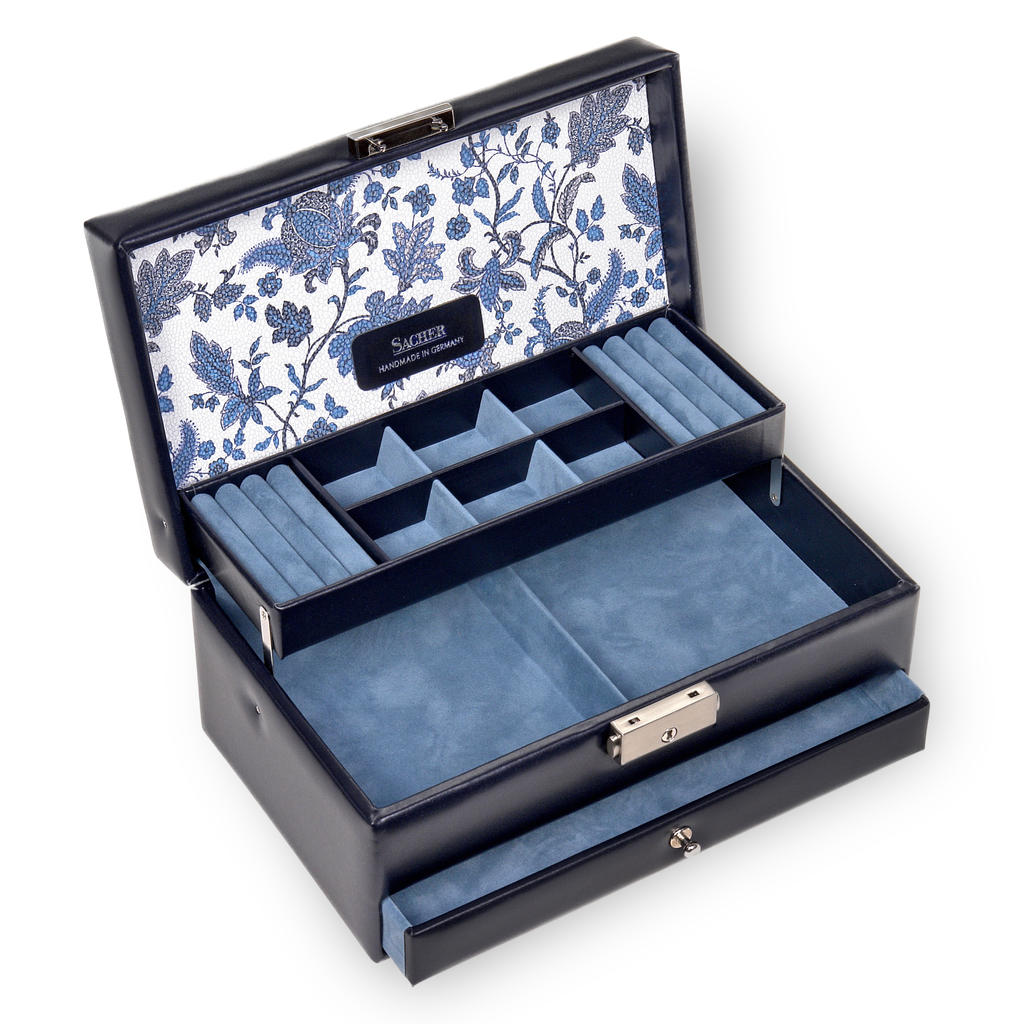 Jewelry box Helen florage / navy (leather)