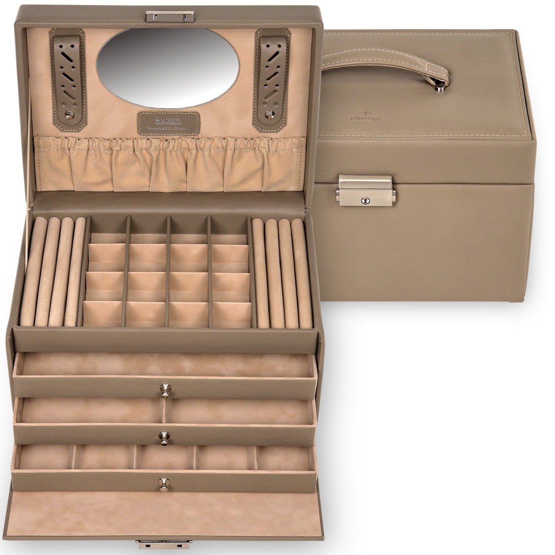 Jewelry box Lena nature / taupe (leather)