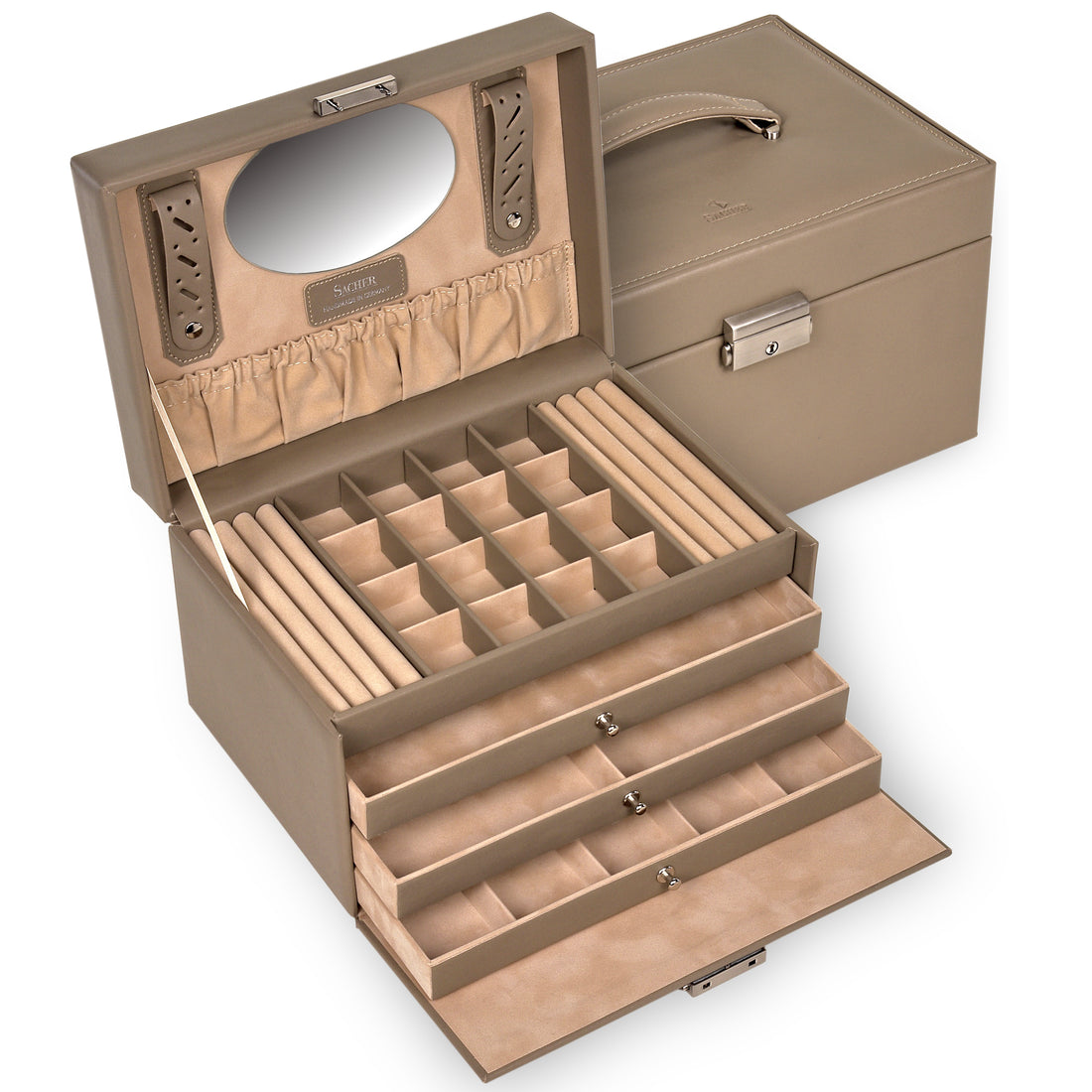 Jewelry box Lena nature / taupe (leather)