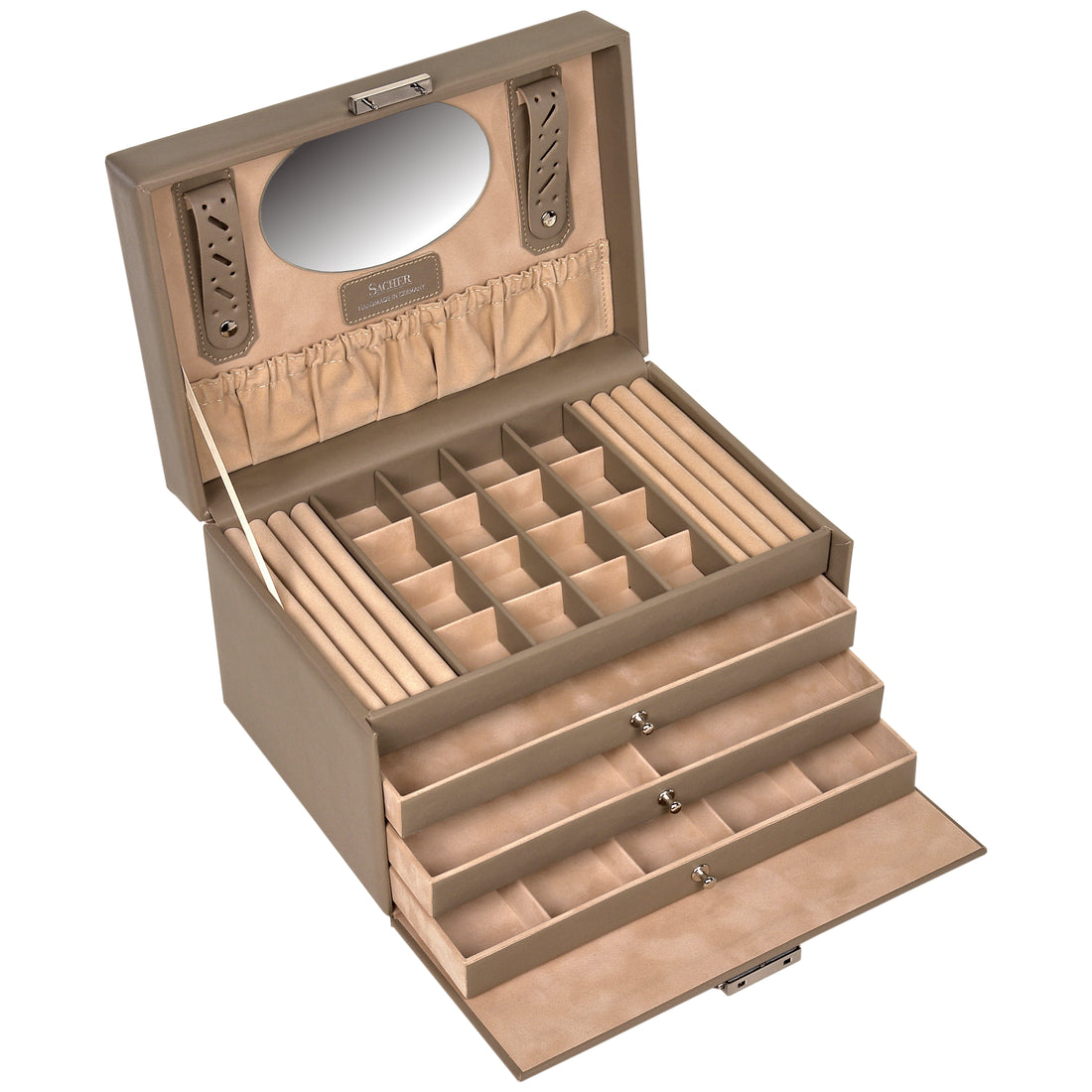 Jewelry box Lena nature / taupe (leather)