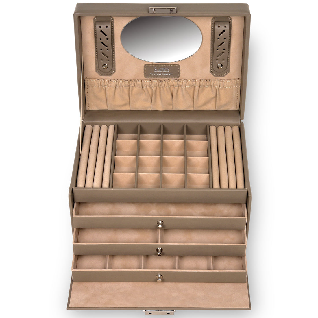 Jewelry box Lena nature / taupe (leather)