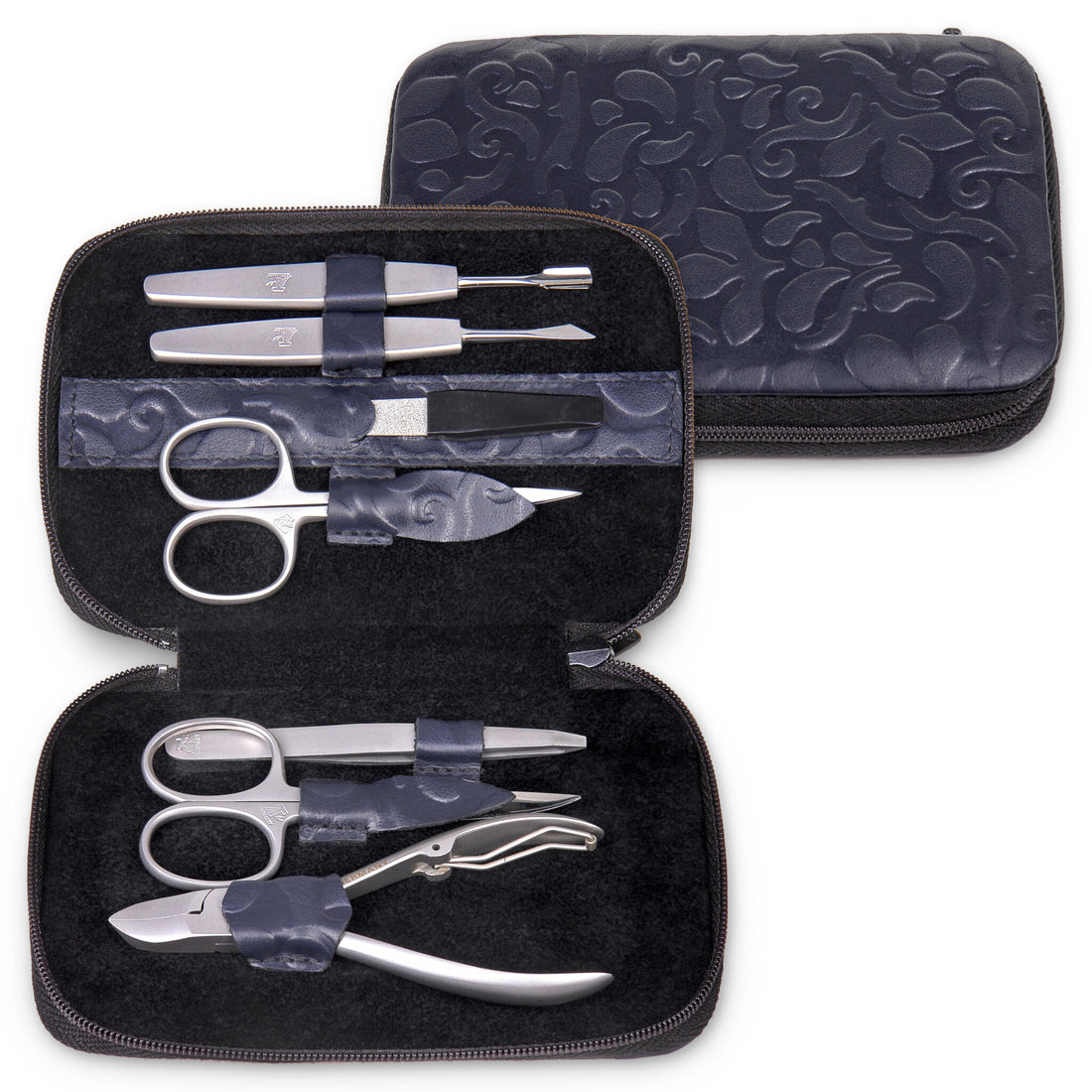 7-piece manicure case ornamento / navy (leather)
