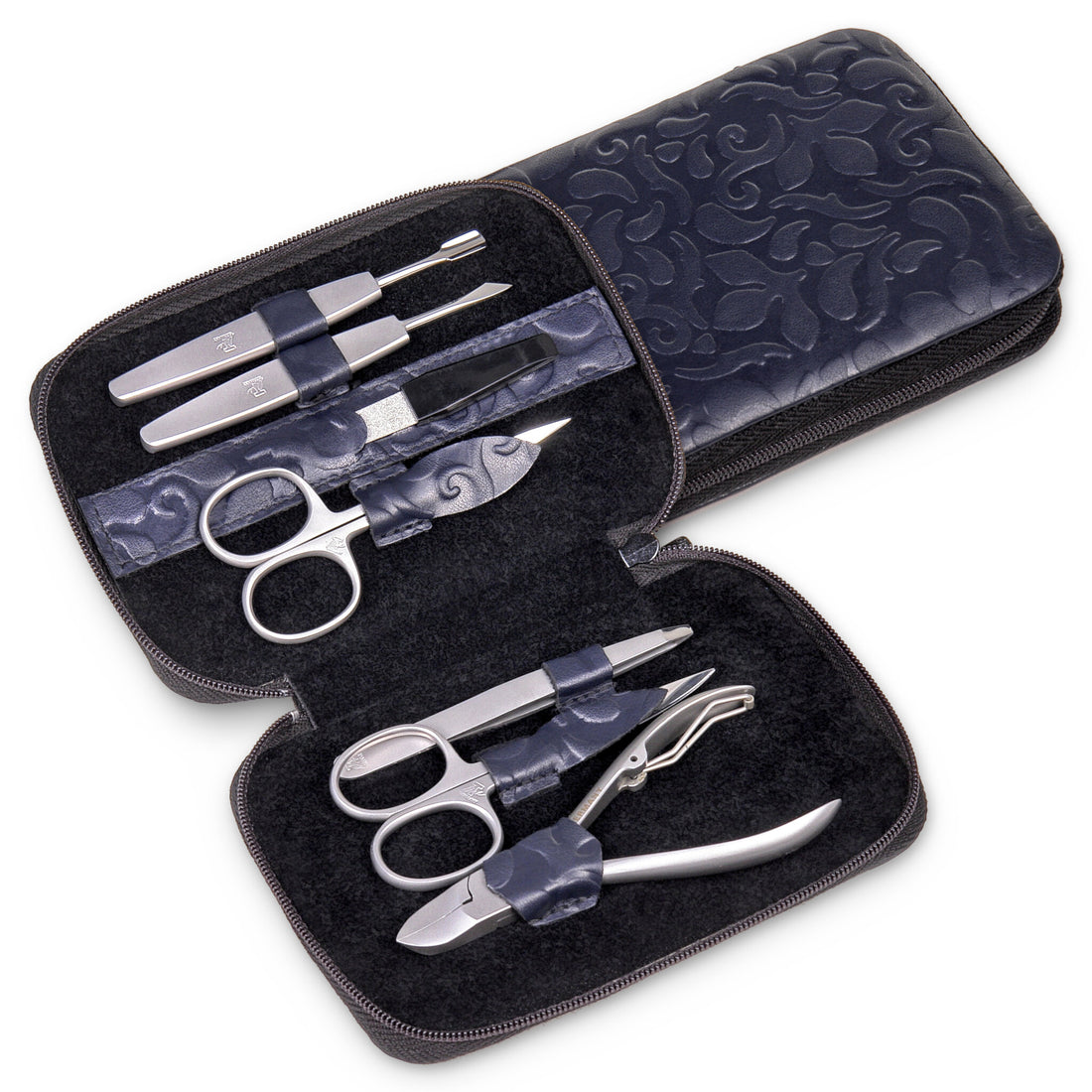 7-piece manicure case ornamento / navy (leather)
