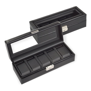 case for 5 watches black exclusive / black (leather)