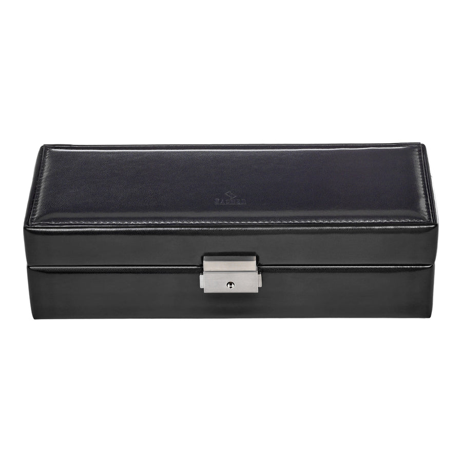 Watch case for 6 watches black exclusive / black (leather)