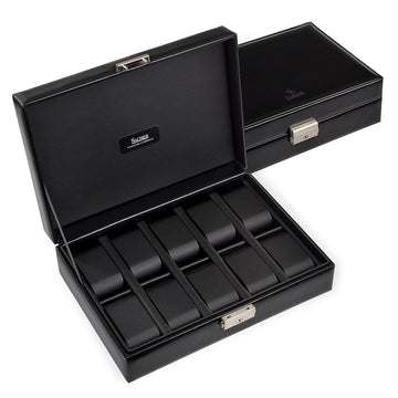 Caja para 10 relojes black exclusive / negro (cuero)