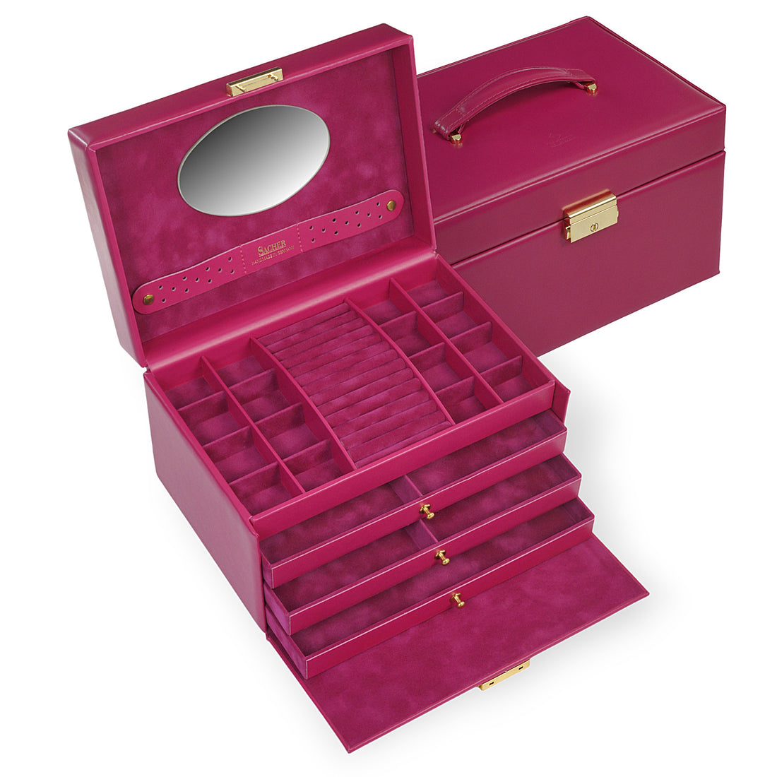 Caja de joyas Karen colisimo / rosa (cuero de vaca completo)