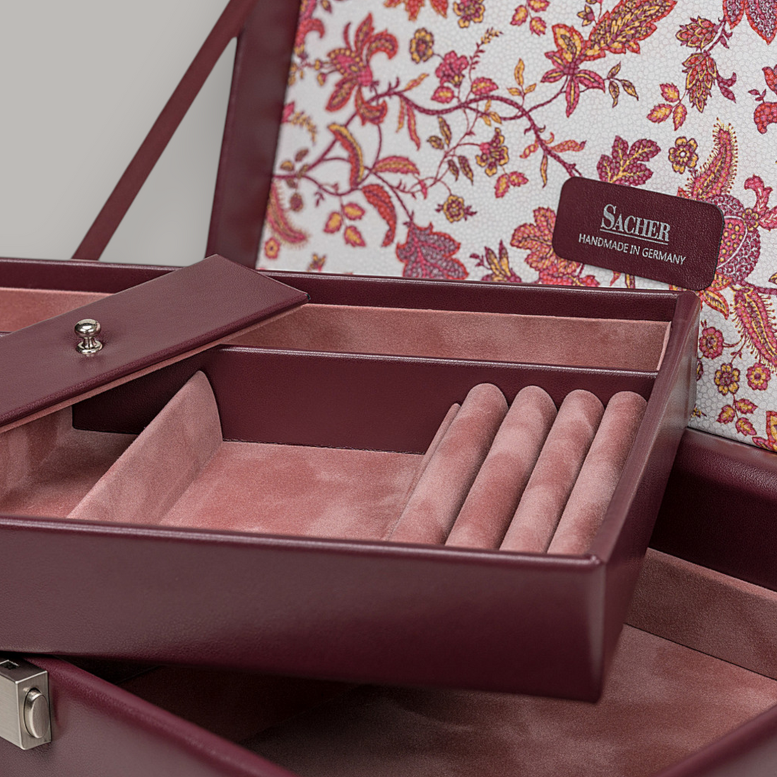 Schmuckkassette Ilka florage / bordeaux