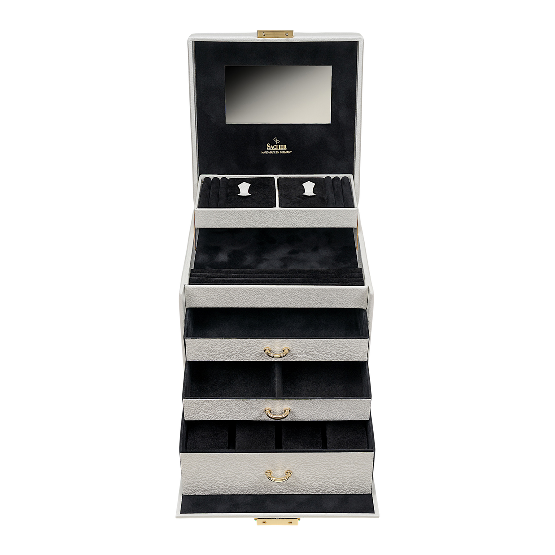 Schmuckkasten Lisa granello / weiß (Vollrindleder)