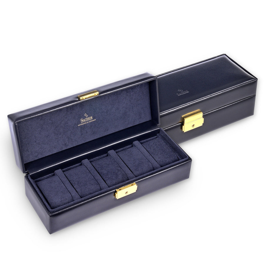 Watch case for 5 watches acuro / navy (leather)