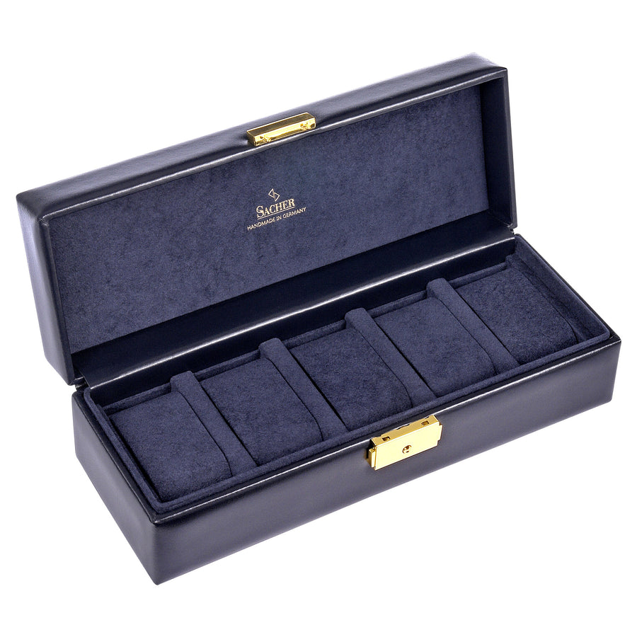 Watch case for 5 watches acuro / navy (leather)