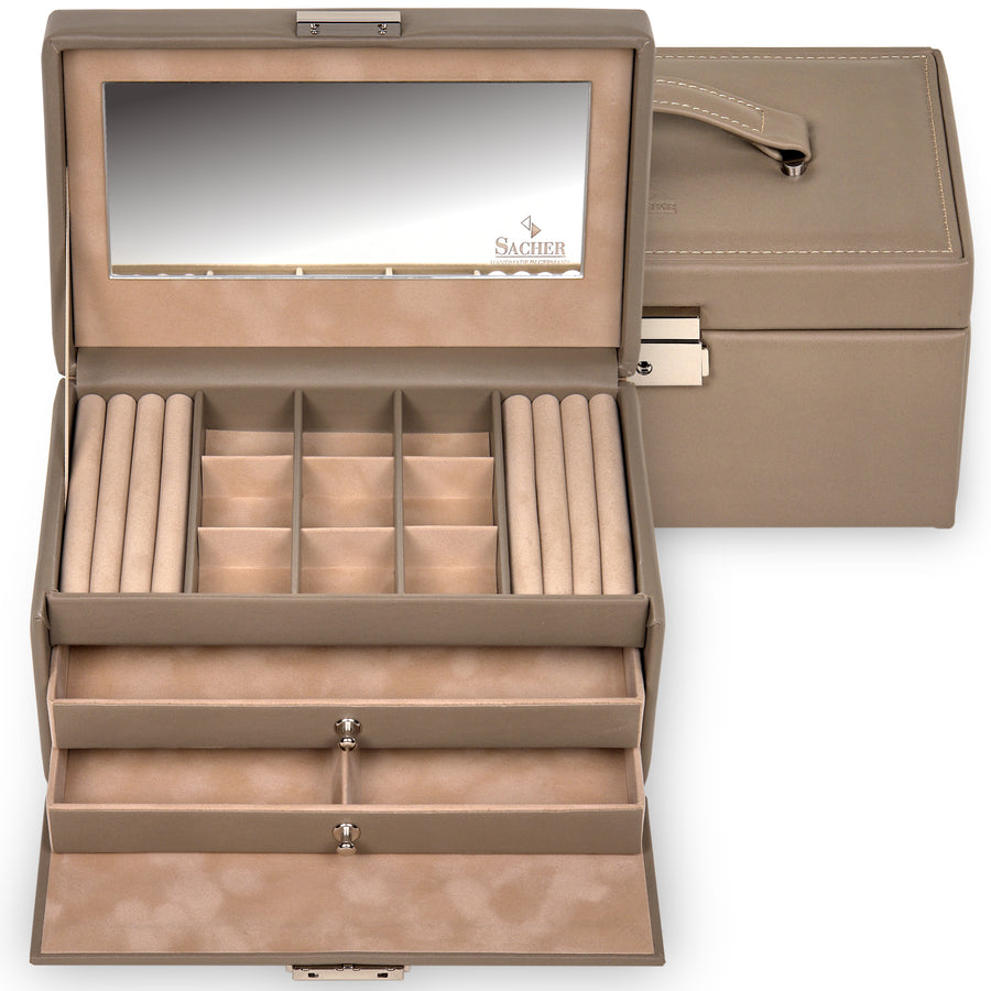 jewellery case Elly nature / taupe (leather)