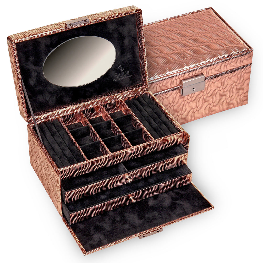 Caja de joyas Elly lagarto / oro rosa