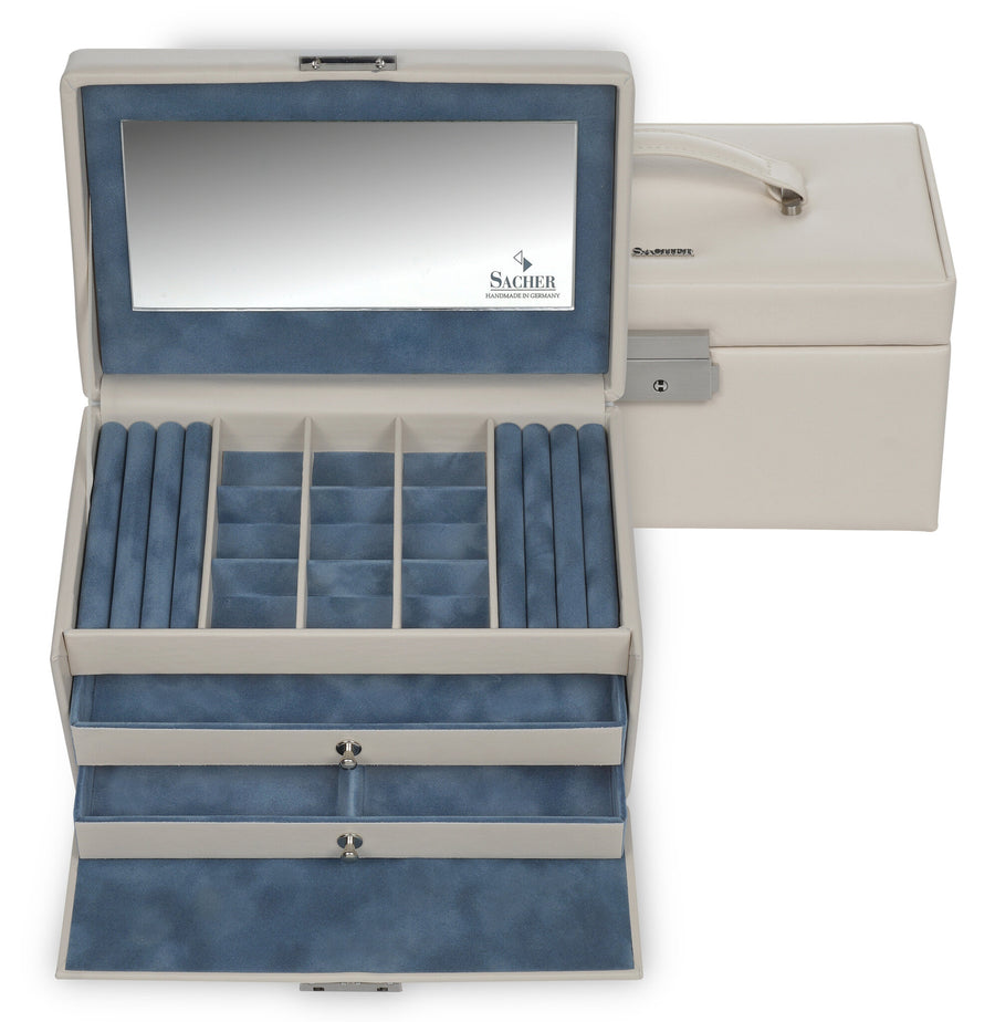 Caja de joyas Elly elegance / ivory (cuero de vaca completo)