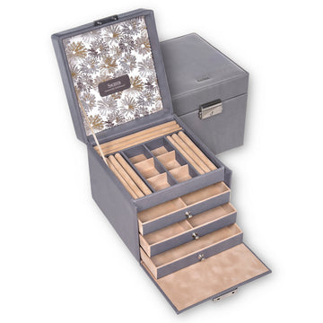 Caja de joyas Evita fleur venice / gris (cuero)