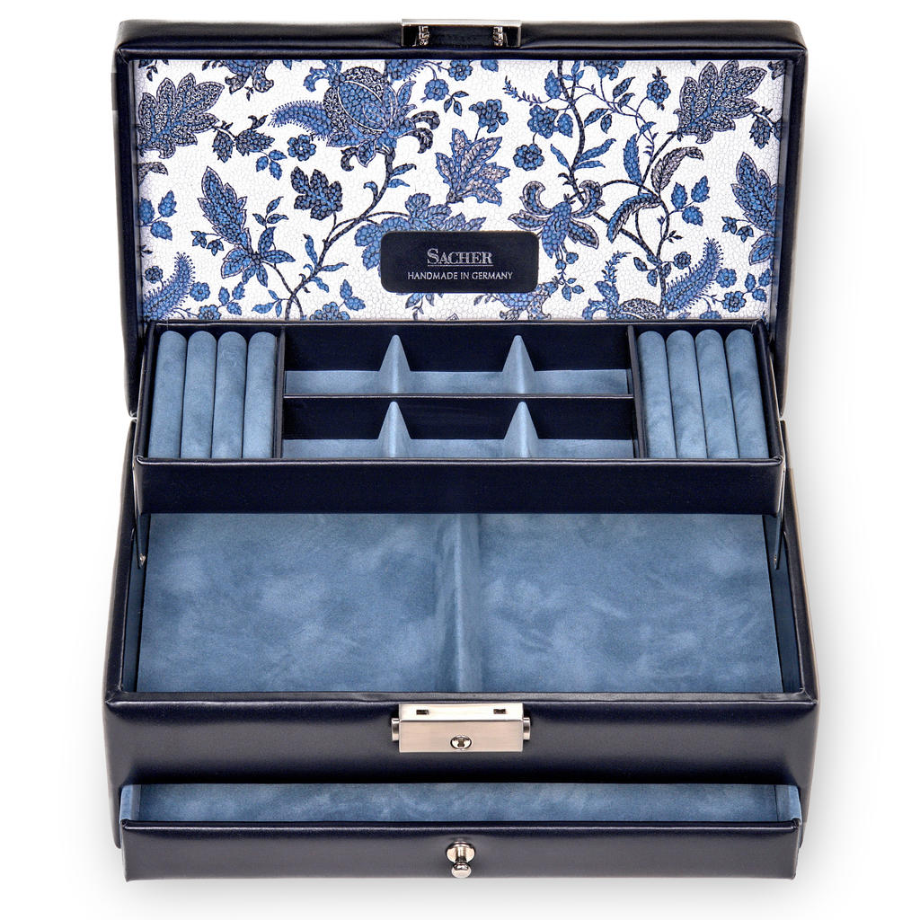Caixa para jóias Helen florage / azul marinho (pele)