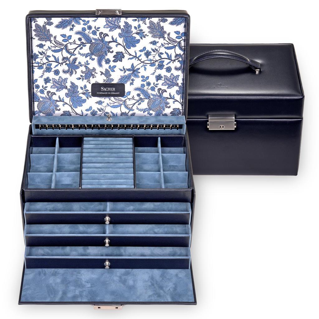 Caja de joyas Jasmin florage / navy (cuero)