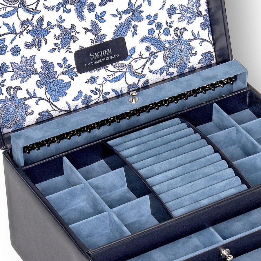 Caja de joyas Jasmin florage / navy (cuero)