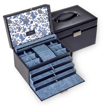 Caja de joyas Jasmin florage / azul marino (cuero)