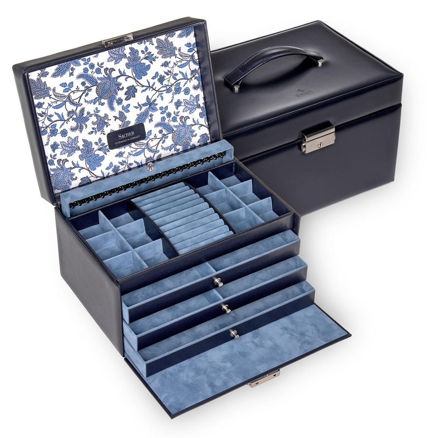 Caja de joyas Jasmin florage / navy (cuero)