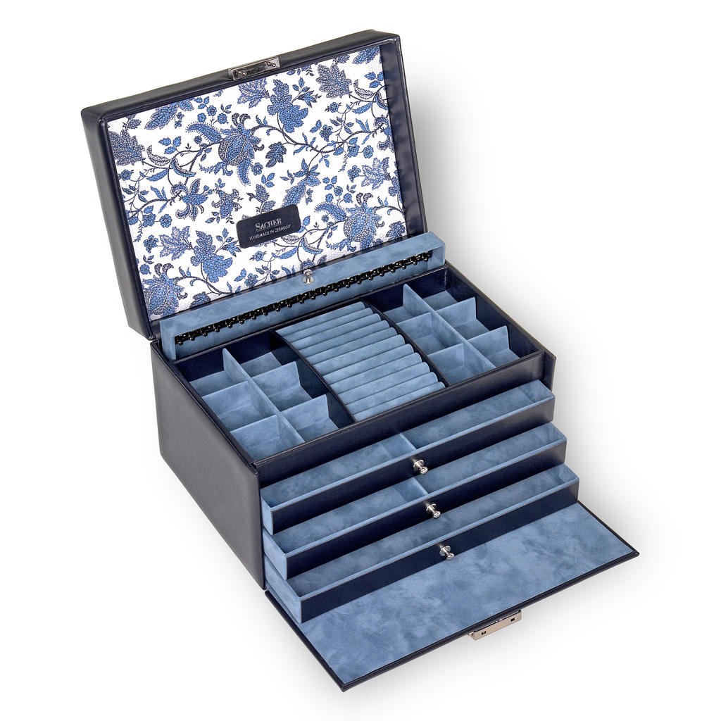 Caja de joyas Jasmin florage / navy (cuero)