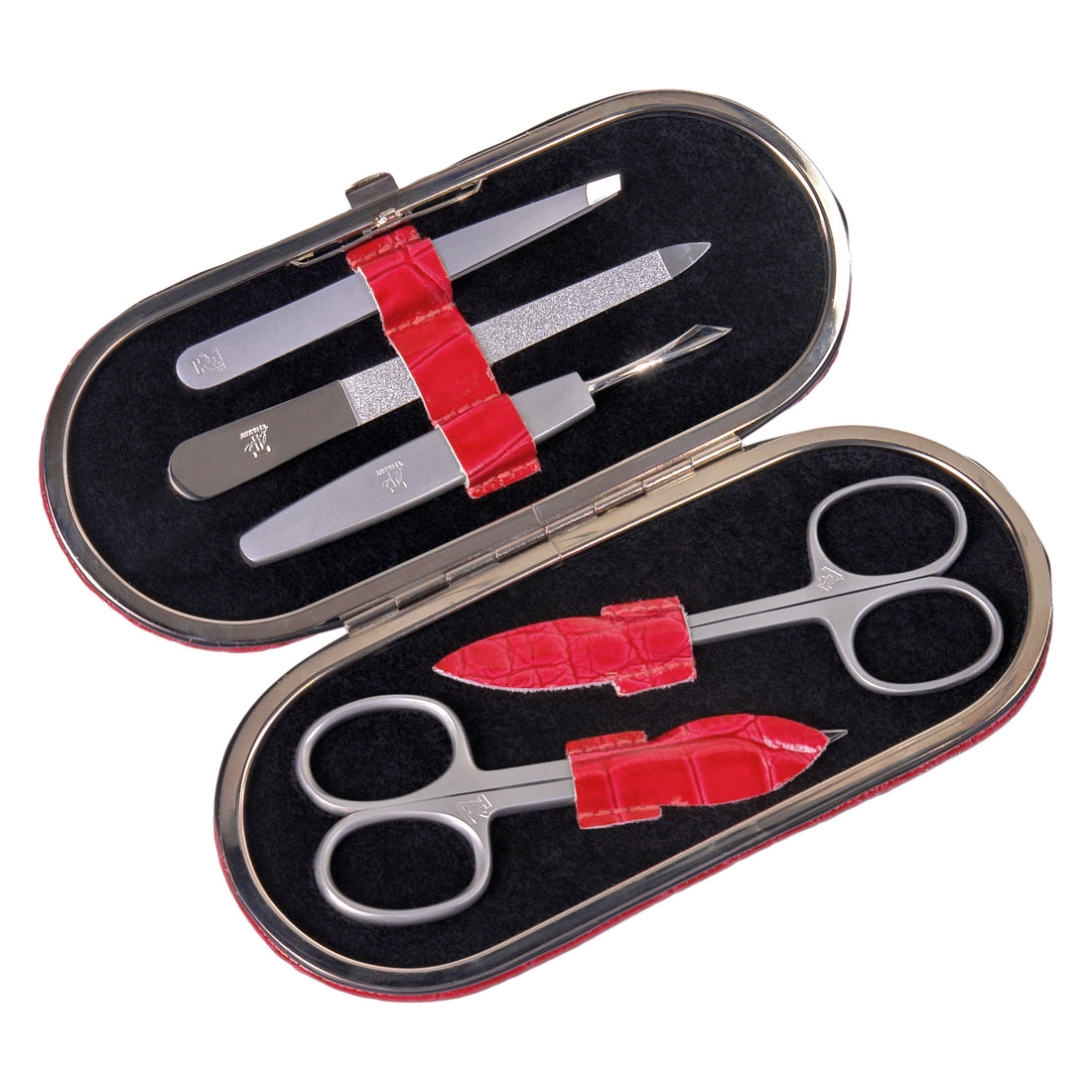 5 pcs. manicure set Manikürenset / red (leather)